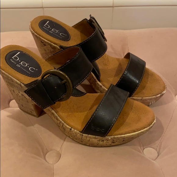 Born Concept b•ø•c black wedges 7.5 - Picture 1 of 4